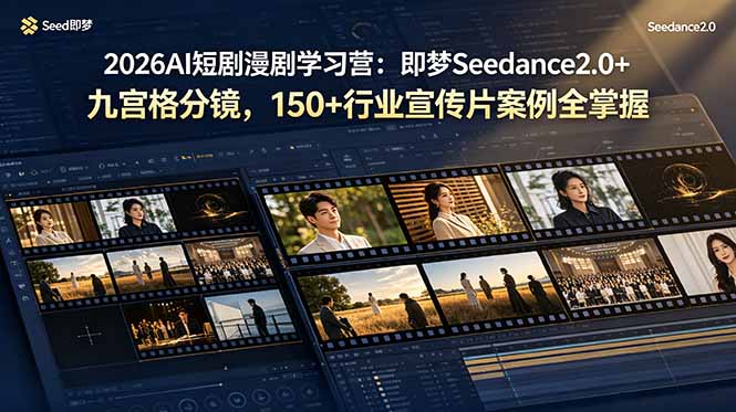 2026AI短剧漫剧学习营：即梦Seedance2.0+九宫格分镜，150+行业宣传片案例全掌握-HEIXMI（中国站）