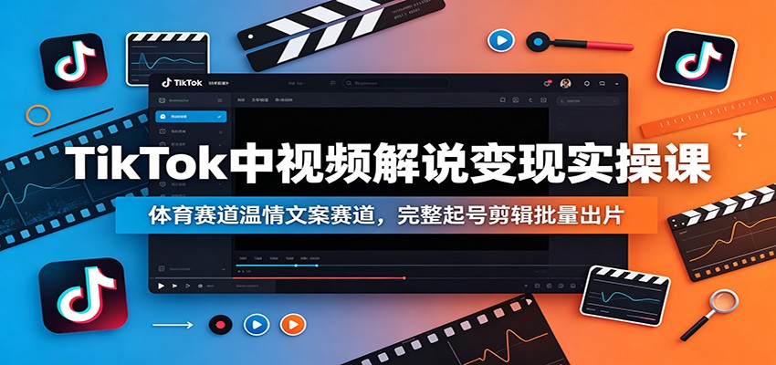 TikTok中视频解说变现实操课：体育赛道温情文案赛道，完整起号剪辑批量出片-HEIXMI（中国站）