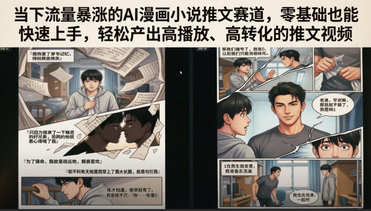 当下流量暴涨的AI漫画小说推文赛道，零基础也能快速上手，轻松产出高播放、高转化的推文视频-HEIXMI（中国站）