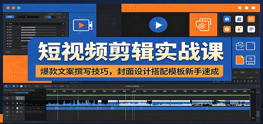 短视频剪辑实战课：爆款文案撰写技巧，封面设计搭配模板新手速成-HEIXMI（中国站）