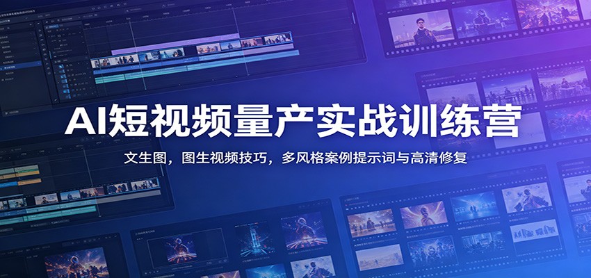 AI短视频量产实战训练营：文生图，图生视频技巧，多风格案例提示词与高清修复-HEIXMI（中国站）