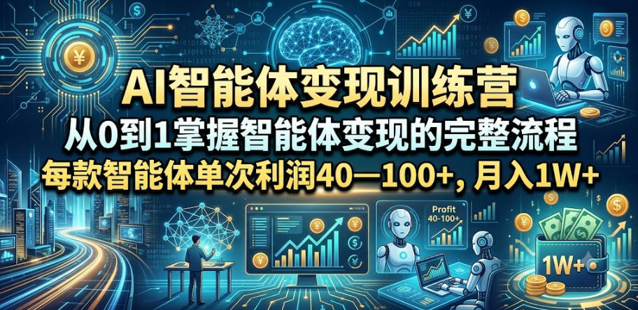 AI智能体变现训练营，从0到1掌握智能体变现的完整流程，每款智能体单次利润40—100+，月入1W+-HEIXMI（中国站）