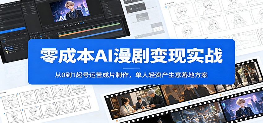 零成本AI漫剧变现实战：从0到1起号运营成片制作，单人轻资产生意落地方案-HEIXMI（中国站）