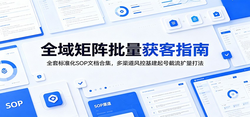 全域矩阵批量获客指南：全套标准化SOP文档合集，多渠道风控基建起号截流扩量打法-HEIXMI（中国站）
