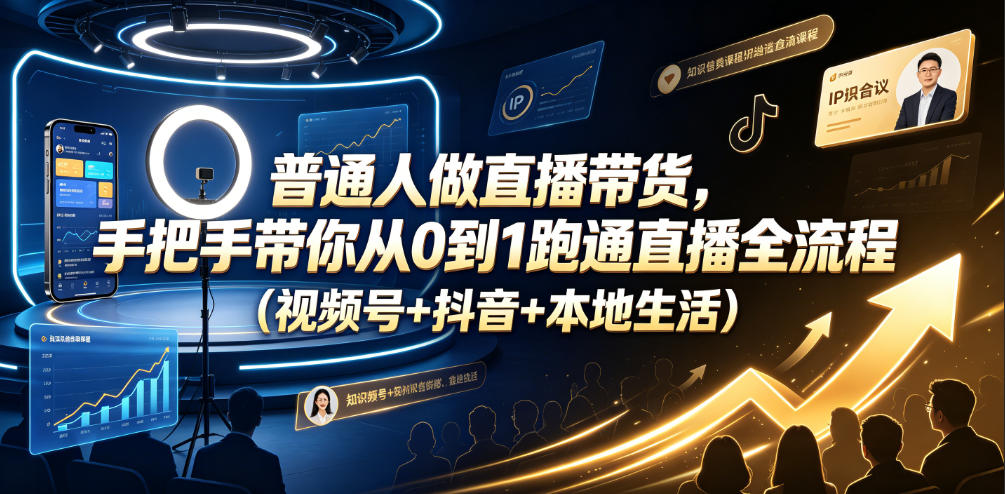 普通人做直播带货，手把手带你从0到1跑通直播全流程(视频号+抖音+本地生活)-HEIXMI（中国站）