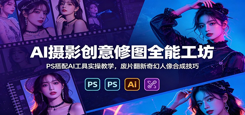 AI摄影创意修图全能工坊：PS搭配AI工具实操教学，废片翻新奇幻人像合成技巧-HEIXMI（中国站）