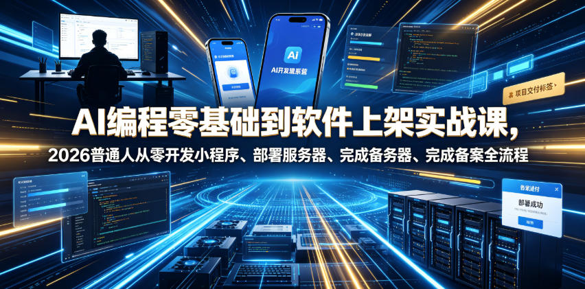 AI编程零基础到软件上架实战课，2026普通人从零开发小程序、部署服务器、完成备案全流程项目落地教程-HEIXMI（中国站）