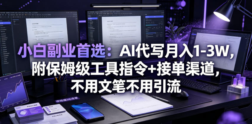 小白副业首选：AI代写月入1-3W，附保姆级工具指令+接单渠道，不用文笔不用引流【揭秘】-HEIXMI（中国站）