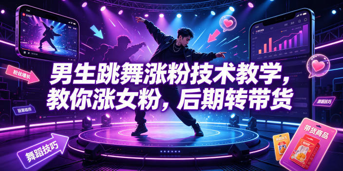 男生跳舞涨粉技术教学，教你涨女粉，后期转带货-HEIXMI（中国站）