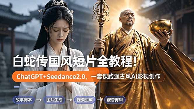 白蛇传-国风短片全教程！ChatGPT+Seedance2.0，一套课跑通古风AI影视创作-HEIXMI（中国站）
