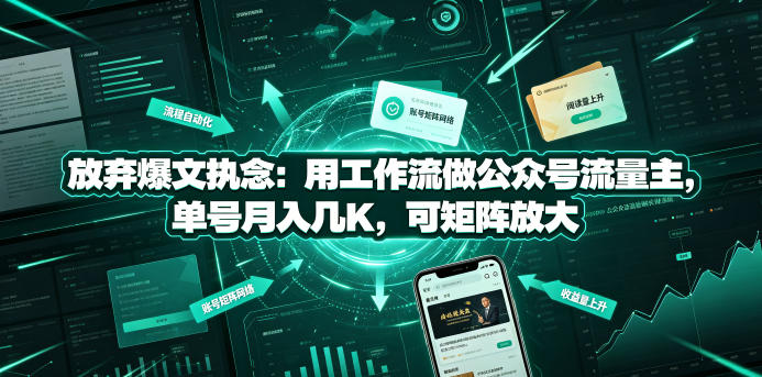 放弃爆文执念：用工作流做公众号流量主，单号月入几K，可矩阵放大-HEIXMI（中国站）