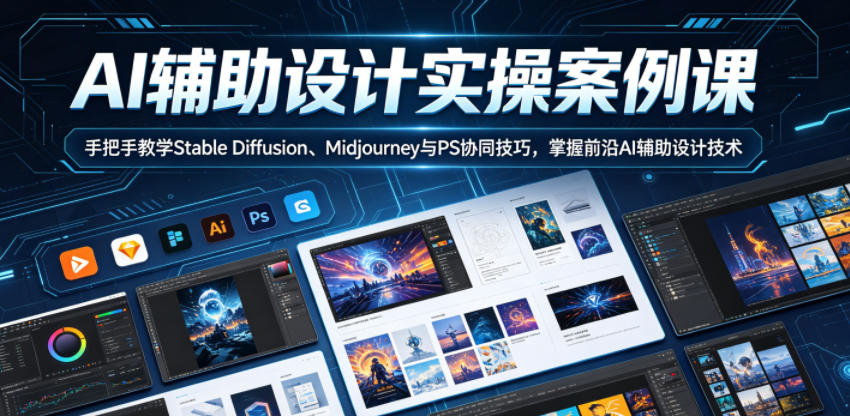 AI辅助设计实操案例课，手把手教学Stable Diffusion、Midjourney与PS协同技巧，掌握前沿AI辅助设计技术-HEIXMI（中国站）