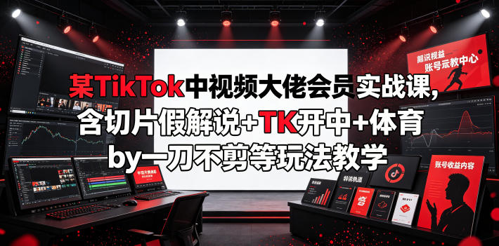 某TikTok中视频大佬会员实战课，含切片假解说+TK开中+体育by一刀不剪等玩法教学-HEIXMI（中国站）