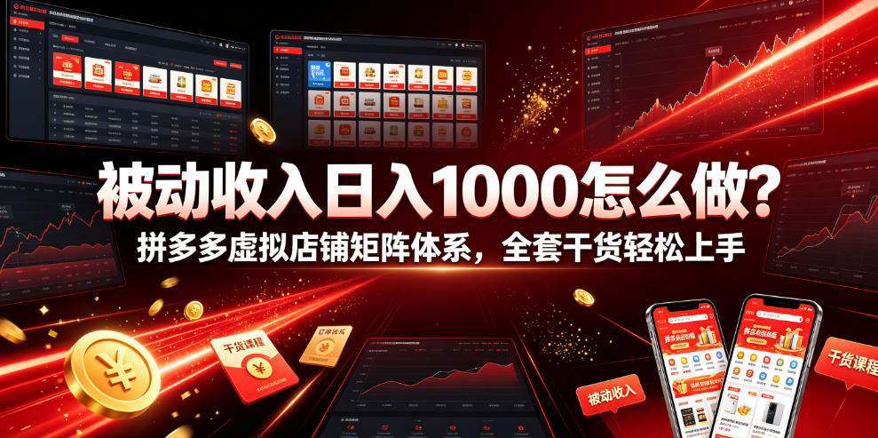 被动收入日入1000怎么做？拼多多虚拟店铺矩阵体系，全套干货轻松上手【揭秘】-HEIXMI（中国站）