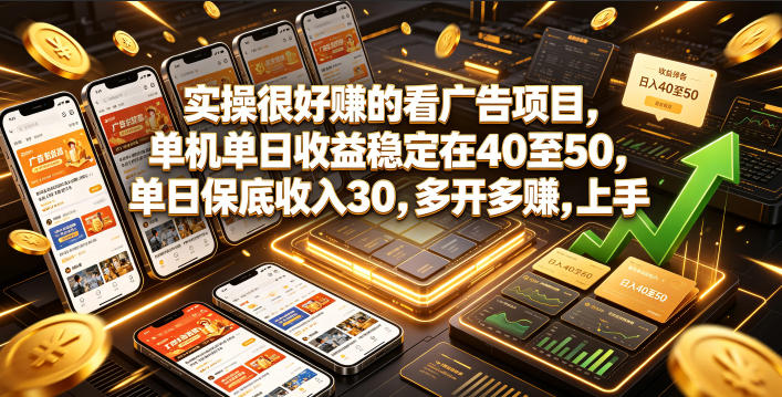 实操很好賺的看广告项目，单机单日收益稳定在40至50，单日保底收入30，多开多賺，上手就能变现【揭秘】-HEIXMI（中国站）