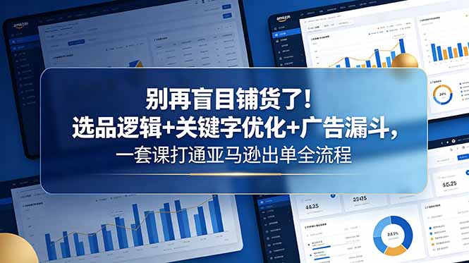 别再盲目铺货了！选品逻辑+关键字优化+广告漏斗，一套课打通亚马逊出单全流程-HEIXMI（中国站）
