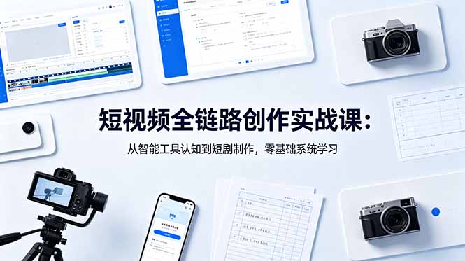 短视频全链路创作实战课：从智能工具认知到短剧制作，零基础系统学习-HEIXMI（中国站）