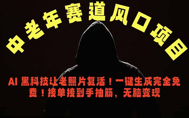 中老年风口项目，AI 黑科技让老照片复活！一键生成完全免费！接单接到手抽筋，无脑变现-HEIXMI（中国站）