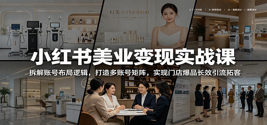 小红书美业变现实战课：拆解账号布局逻辑，打造多账号矩阵，实现门店爆品长效引流拓客-HEIXMI（中国站）