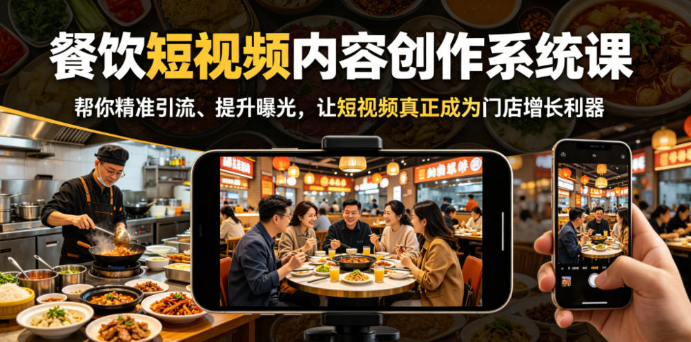 餐饮短视频内容创作系统课，帮你精准引流、提升曝光，让短视频真正成为门店增长利器-HEIXMI（中国站）