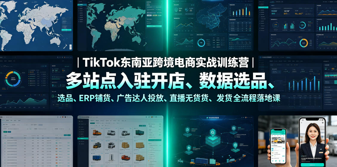 TikTok东南亚跨境电商实战训练营｜多站点入驻开店、数据选品、ERP铺货、广告达人投放、直播无货源发货全流程落地课-HEIXMI（中国站）