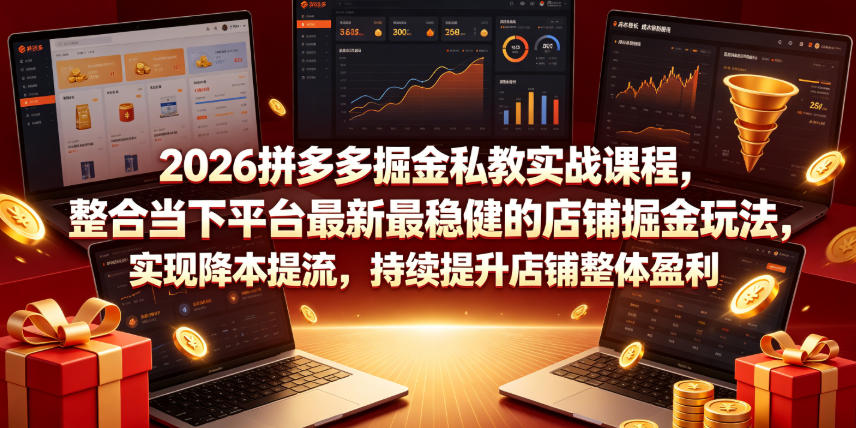 2026拼多多掘金私教实战课程，整合当下平台最新最稳健的店铺掘金玩法，实现降本提流，持续提升店铺整体盈利-HEIXMI（中国站）