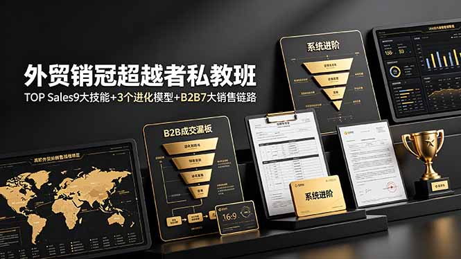 外贸销冠超越者私教班：TOP Sales9大技能+3个进化模型+B2B7大销售链路，系统进阶-HEIXMI（中国站）