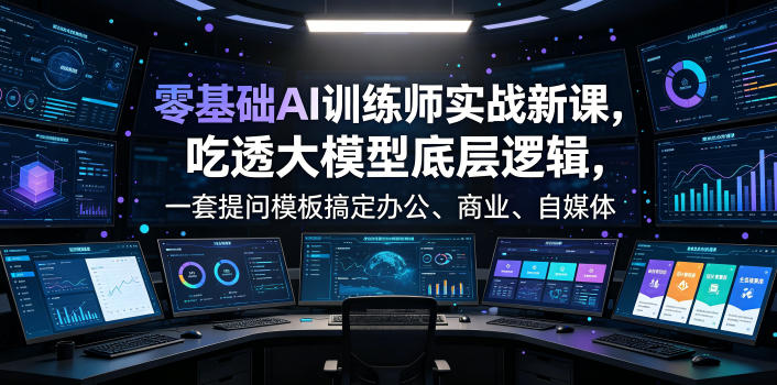 零基础AI训练师实战课，吃透大模型底层逻辑，一套提问模板搞定办公、商业、自媒体、设计、生活全场景AI落地应用-HEIXMI（中国站）