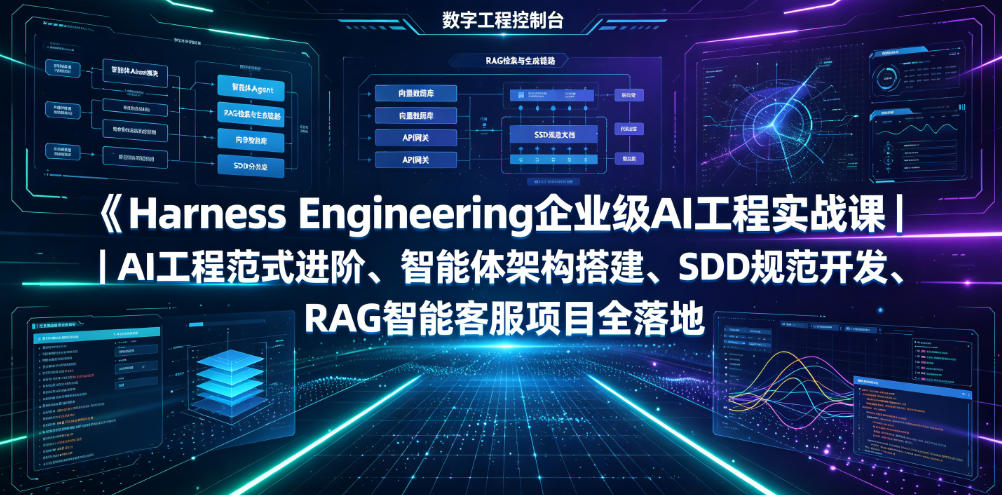 Harness Engineering企业级AI工程实战课｜AI工程范式进阶、智能体架构搭建、SDD规范开发、RAG智能客服项目全落地-HEIXMI（中国站）