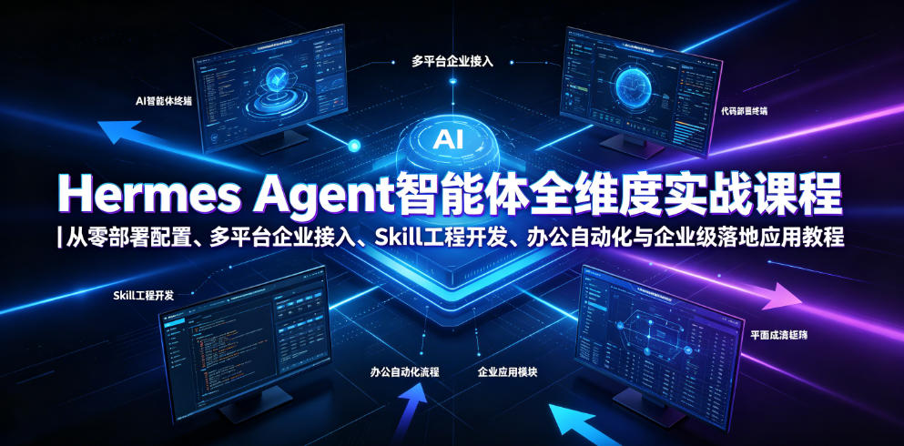 Hermes Agent智能体全维度实战课程｜从零部署配置、多平台企业接入、Skill工程开发、办公自动化与企业级落地应用教程-HEIXMI（中国站）