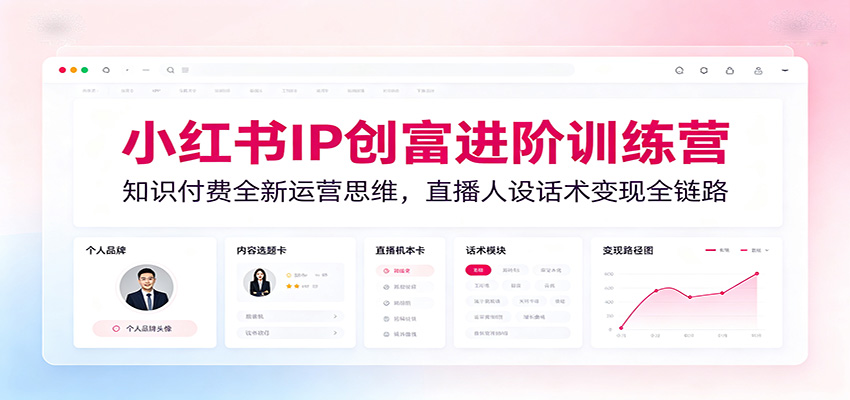 小红书IP创富进阶训练营：知识付费全新运营思维，直播人设话术变现全链路-HEIXMI（中国站）