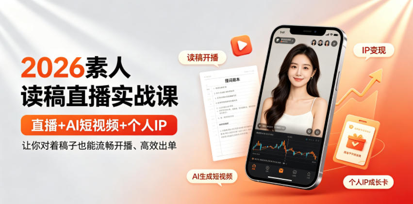 2026素人读稿直播实战课｜直播+AI短视频+个人IP，让你对着稿子也能流畅开播、高效出单-HEIXMI（中国站）