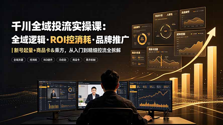 千川全域投流实操课：全域逻辑·ROI控消耗·品牌推广｜新号起量+商品卡&乘方，从入门到精细控流全拆解-HEIXMI（中国站）