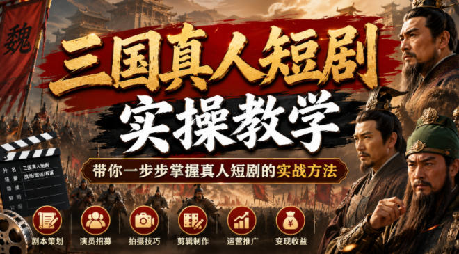 三国真人短剧实操教学，带你一步步掌握真人短剧的实战方法-HEIXMI（中国站）