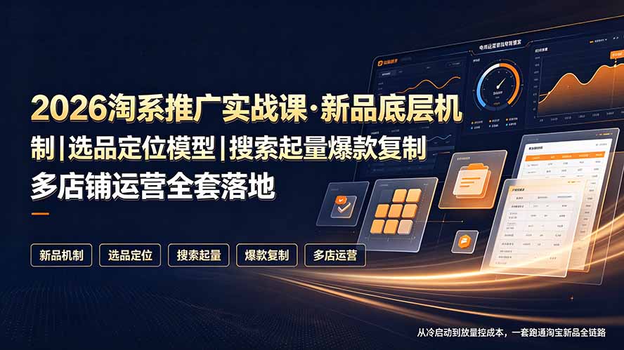 2026淘系推广实战课·新品底层机制｜选品定位模型｜搜索起量爆款复制多店铺运营全套落地教程-HEIXMI（中国站）