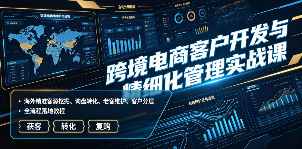 跨境电商客户开发与精细化管理实战课｜海外精准客源挖掘、询盘转化、老客维护、客户分层全流程落地教程-HEIXMI（中国站）