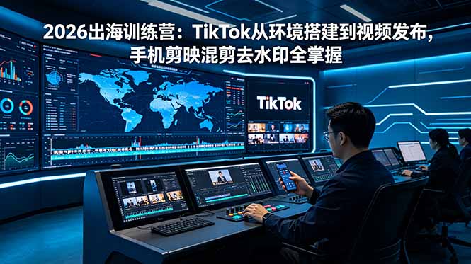 2026出海训练营：TikTok从环境搭建到视频发布，手机剪映混剪去水印全掌握-HEIXMI（中国站）