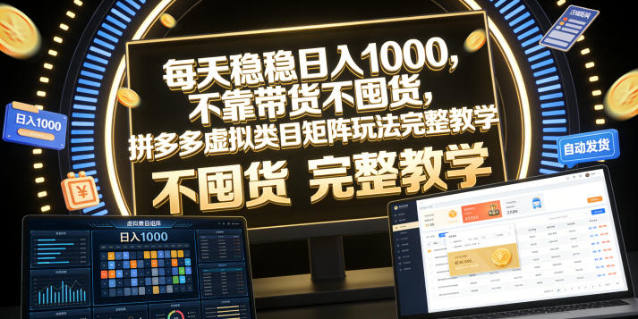 每天稳稳日入1000，不靠带货不囤货，拼多多虚拟类目矩阵玩法完整教学【揭秘】-HEIXMI（中国站）