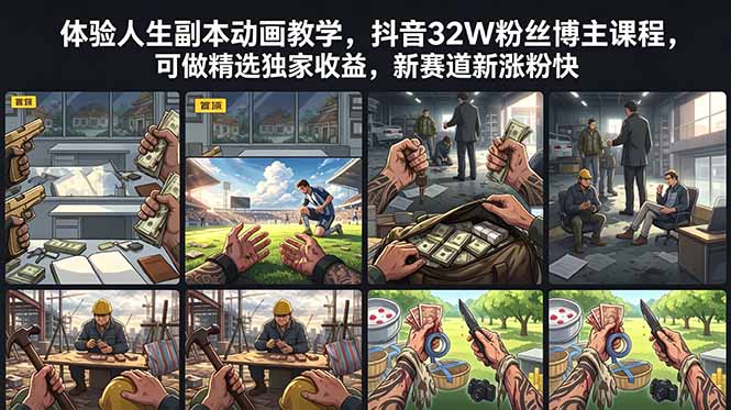 体验人生副本动画教学， 抖音32W粉丝博主课程，可做精选独家收益，新赛道新涨粉快-HEIXMI（中国站）