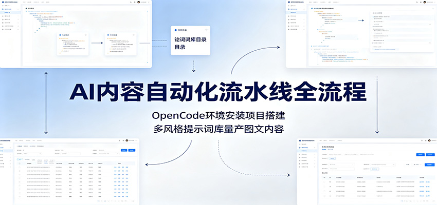 AI内容自动化流水线全流程：OpenCode环境安装项目搭建，多风格提示词库量产图文内容-HEIXMI（中国站）