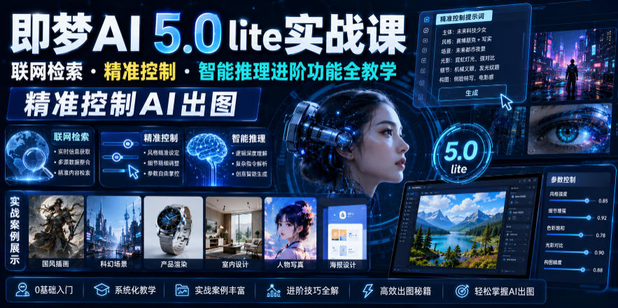 即梦AI 5.0 lite实战课，联网检索・精准控制・智能推理进阶功能全教学，精准控制AI出图-HEIXMI（中国站）