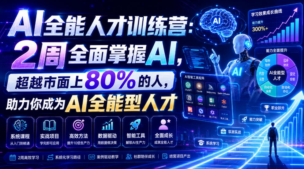 AI全能人才训练营：2周全面掌握AI，超越市面上80%的人，助力你成为AI全能型人才-HEIXMI（中国站）