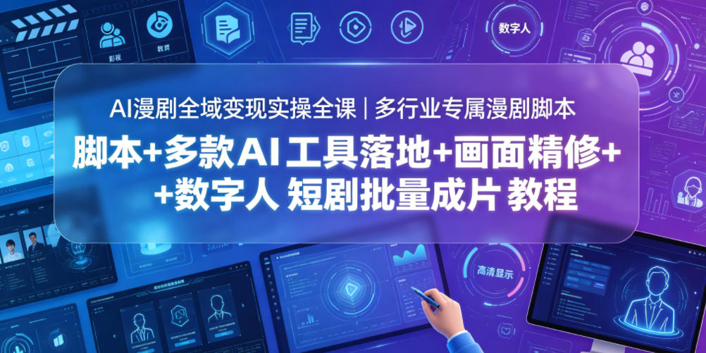 AI漫剧全域变现实操全课｜多行业专属漫剧脚本+多款AI工具落地+画面精修+数字人短剧批量成片全教程-HEIXMI（中国站）