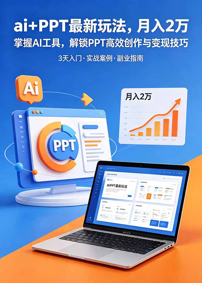 ai+PPT最新玩法，月入2万掌握AI工具，解锁PPT高效创作与变现技巧3天入门，实战案例·副业指南-HEIXMI（中国站）