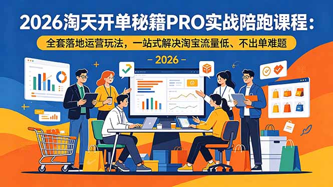 2026淘天开单秘籍PRO实战陪跑课程：全套落地运营玩法，一站式解决淘宝流量低、不出单难题-HEIXMI（中国站）