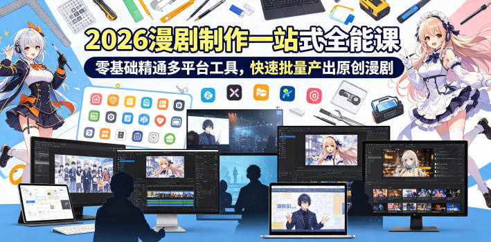 2026 AI漫剧制作一站式全能课，零基础精通多平台工具，快速批量产出原创漫剧-HEIXMI（中国站）