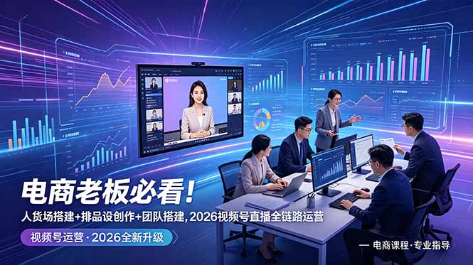 电商老板必看！人货场搭建+排品设计+素材创作+团队搭建，2026视频号直播全链路运营-HEIXMI（中国站）