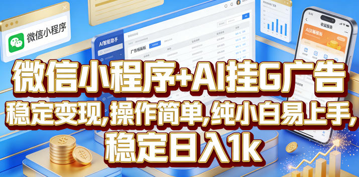 微信小程序+AI挂G广告，稳定变现，操作简单，纯小白易上手，稳定日入1k【揭秘】-HEIXMI（中国站）