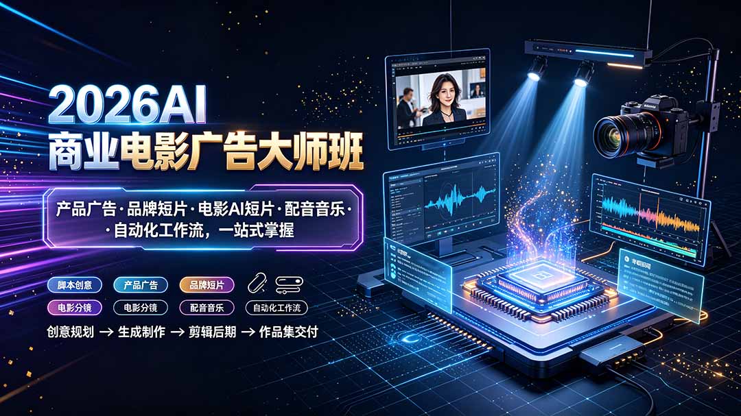 2026AI商业电影广告大师班：产品广告·品牌短片·电影AI短片·配音音乐·自动化工作流，一站式掌握-HEIXMI（中国站）