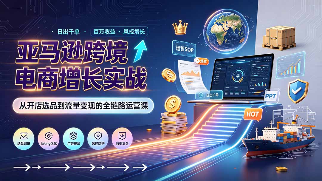 亚马逊0-1孵化特训营8期：从注册风控到稳定日出千单实战，规避审核封店风险，标准化执行流程落地-HEIXMI（中国站）